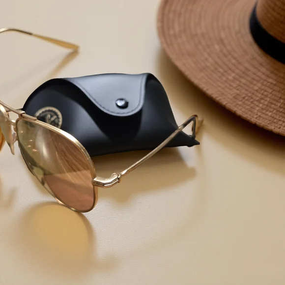 Rayban Antique Gold Pink Aviator Sunglasses - Picture 5 of 8